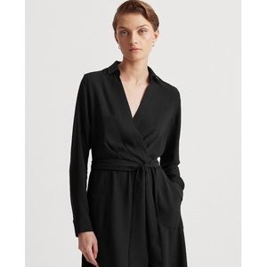 Midi Wrap Dress deep v cut, ribbon tie waist
